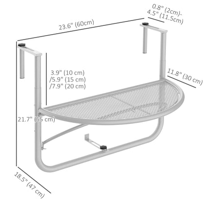 Adjustable Balcony Hanging Table, Metal Wall Desk, Outdoor Flower Stand, Half Round, White Balcony Table Hanging at Gallery Canada