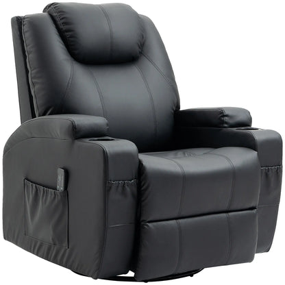 Massage Recliner Chair 8 Vibration PU Leather, Black Single Sofas at Gallery Canada