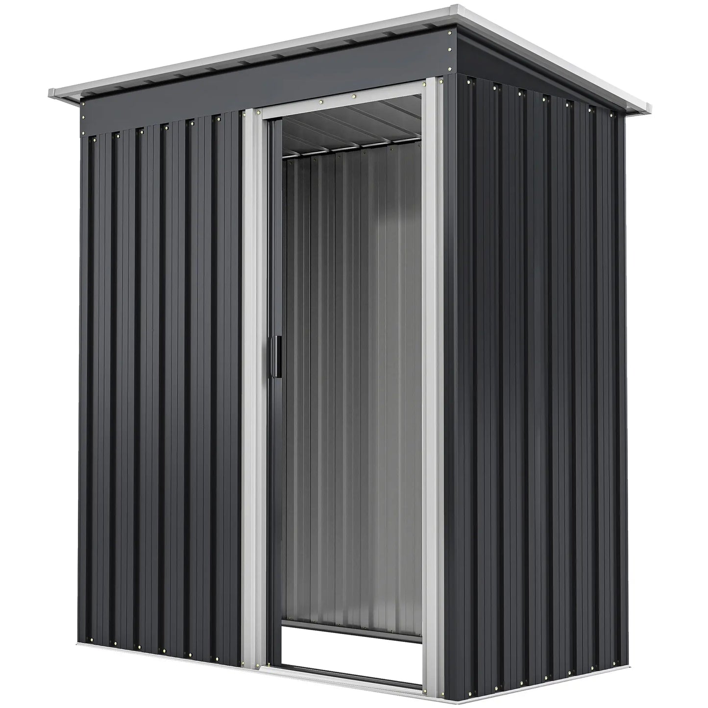 5x3 FT Outdoor Storage Shed, Sliding Door, Sloped Roof, Steel Frame, Black Sheds Black at Gallery Canada