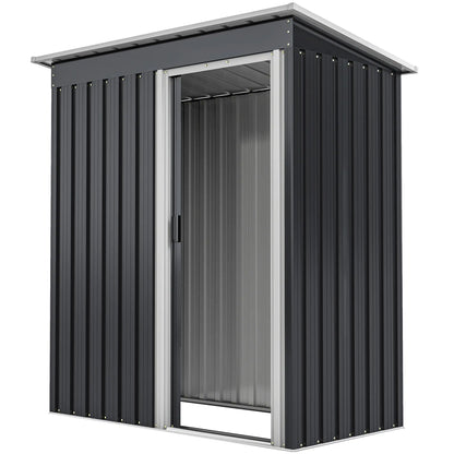 5x3 FT Outdoor Storage Shed, Sliding Door, Sloped Roof, Steel Frame, Black Sheds Black at Gallery Canada