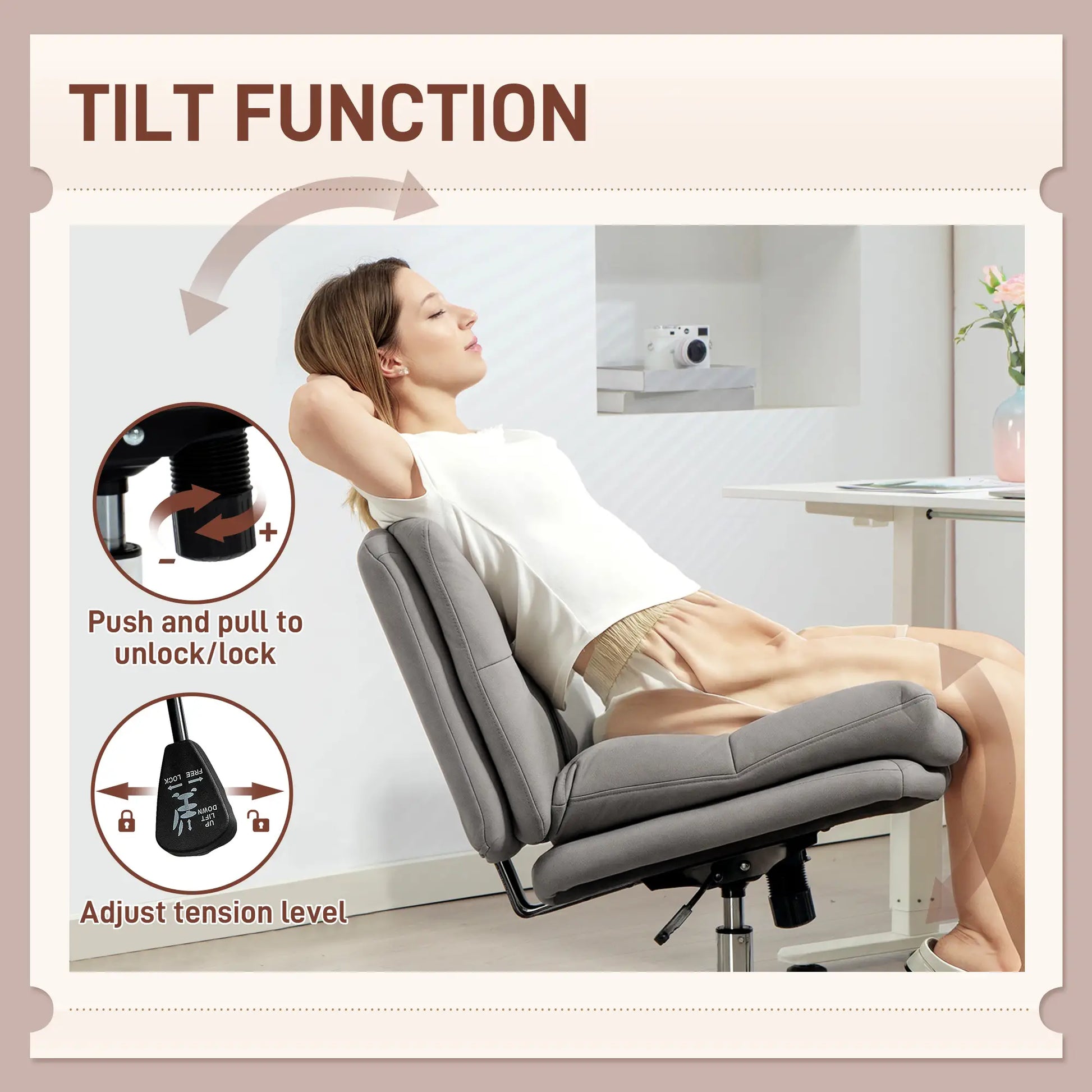 Armless Office Chair, Adjustable Height, Tilt Function, Grey Task Chairs at Gallery Canada