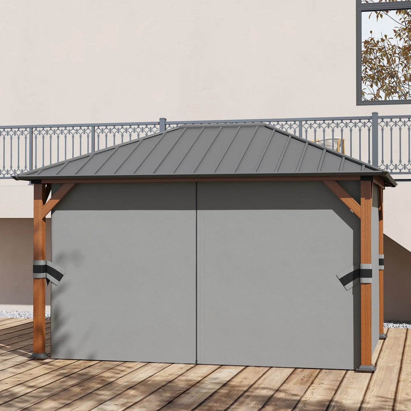 13' x 10' Hardtop Gazebo, Netting Sidewalls, Galvanized Steel, Garden Canopy Gazebos at Gallery Canada