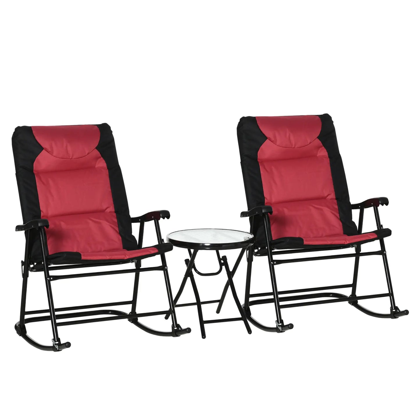 3pc Patio Rocking Chair Set, Foldable, Outdoor, Red Outdoor Rocking Chairs at Gallery Canada