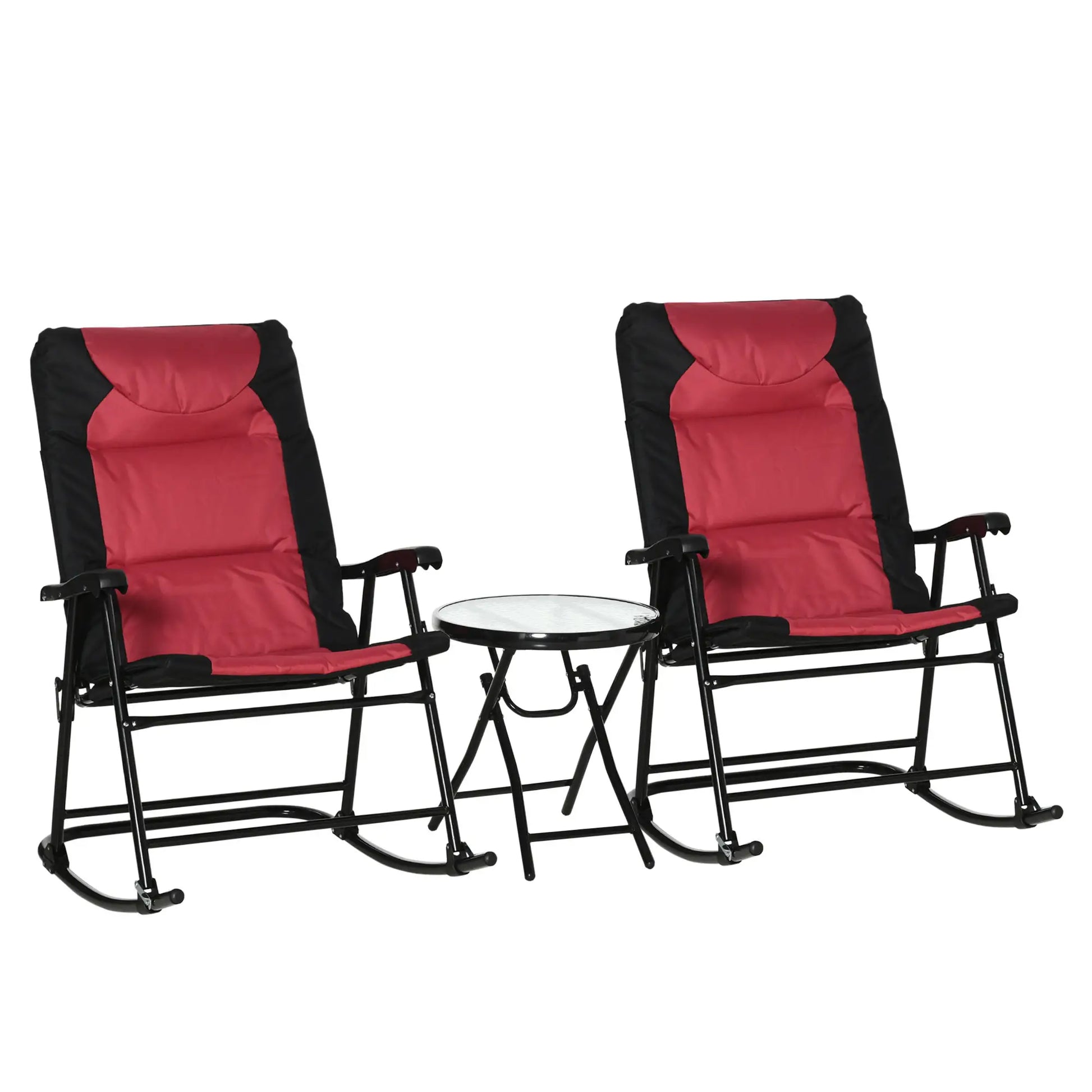 3pc Patio Rocking Chair Set, Foldable, Outdoor, Red Outdoor Rocking Chairs at Gallery Canada