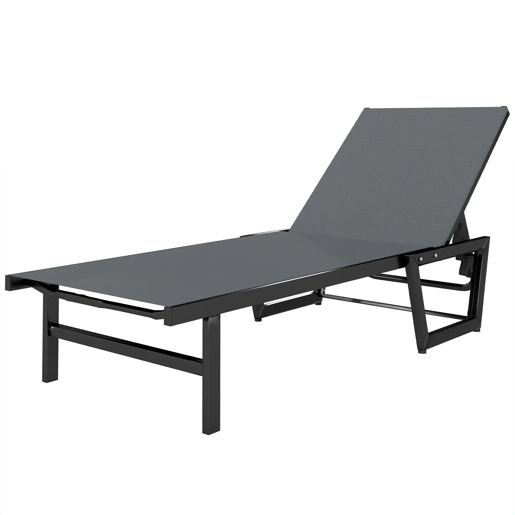 63 cm Wide Outdoor Lounge Chair, 4-Position Tanning Lounger, Dark Grey Lounger Chairs at Gallery Canada