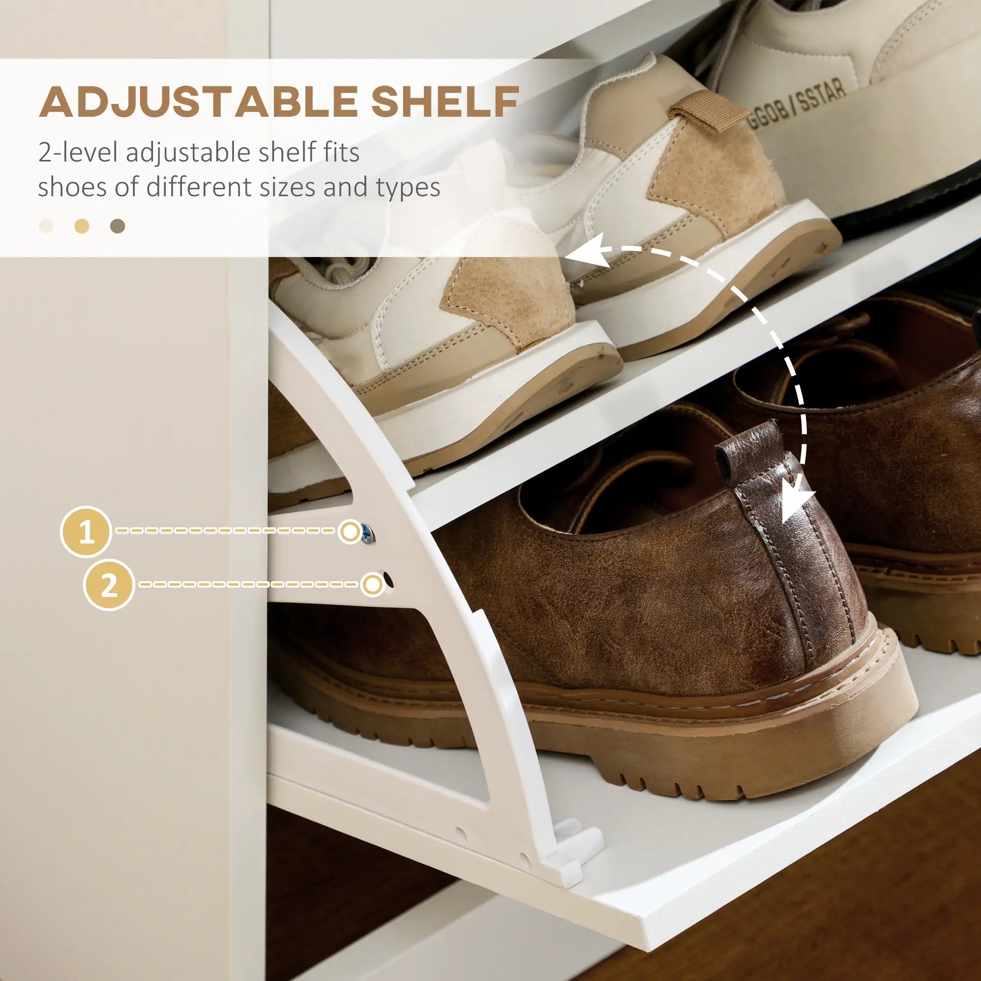 Narrow Shoe Storage, 2 Flip Drawers, Adjustable Shelves, 12 Pairs, White Shoe Storage Cabinets & Racks at Gallery Canada