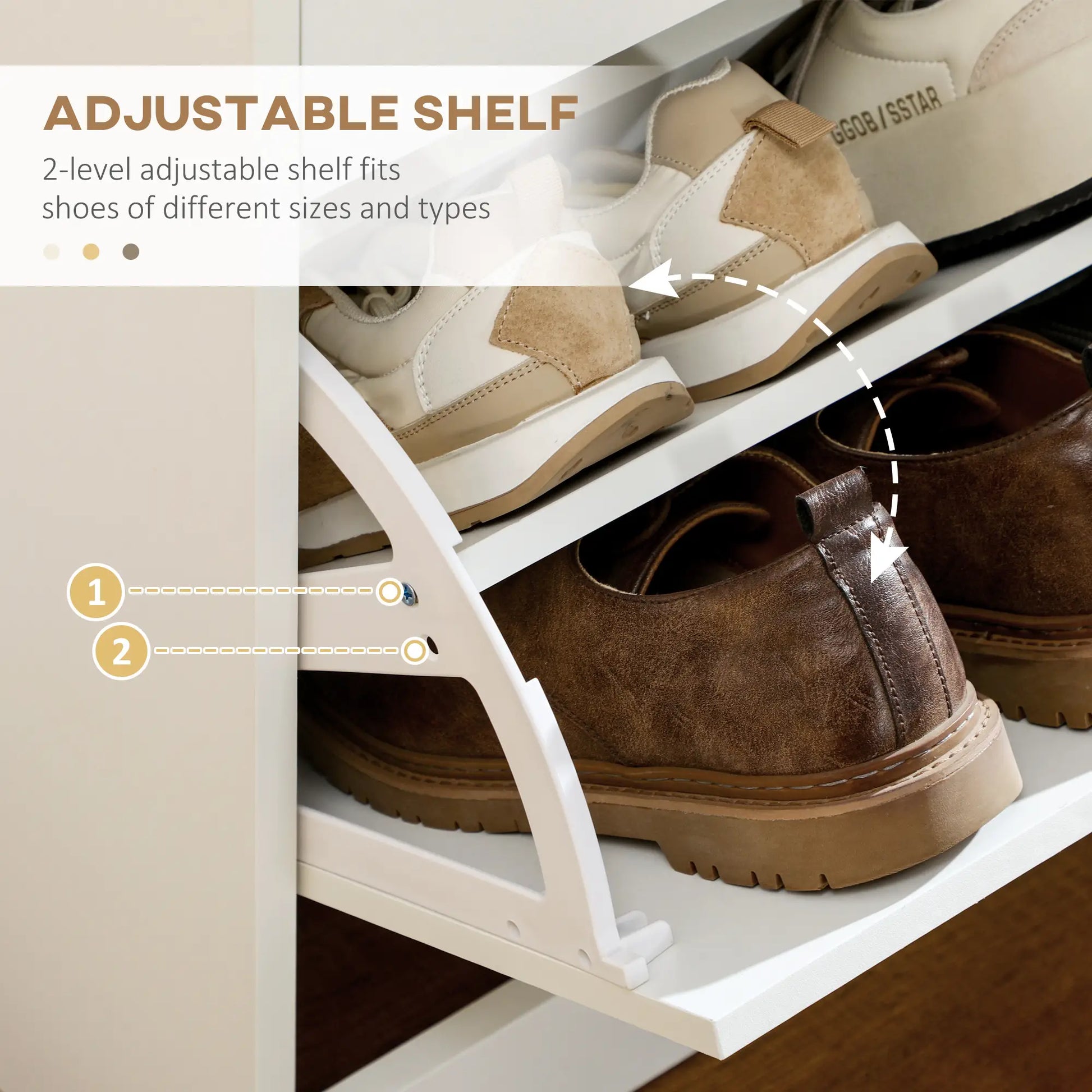 Narrow Shoe Storage, 2 Flip Drawers, Adjustable Shelves, 12 Pairs, White Shoe Storage Cabinets & Racks at Gallery Canada
