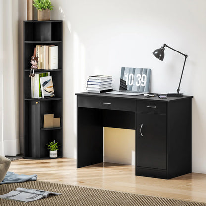 Computer Desk With Bookcase, Adjustable Shelf, Black