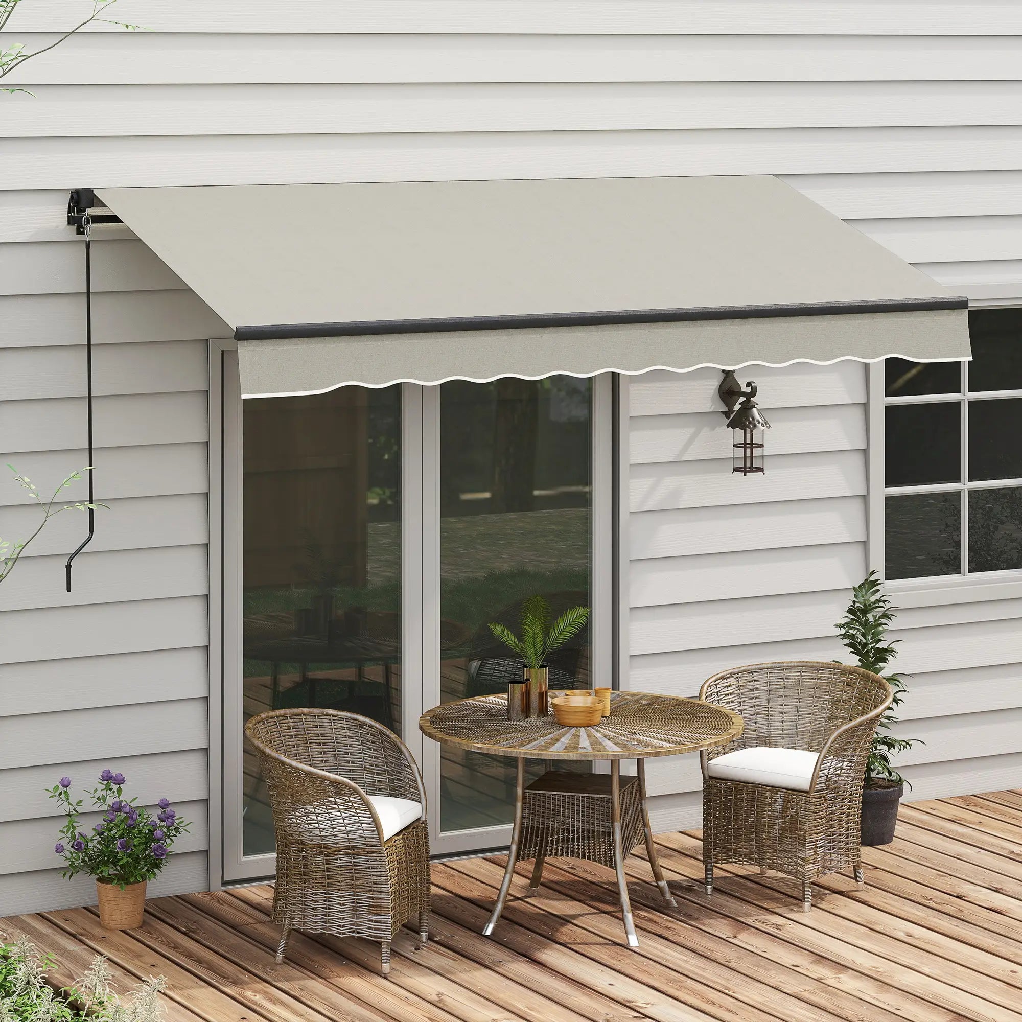 10' x 8' Retractable Awning, UV Resistant Sunshade, Light Grey Patio Awnings at Gallery Canada