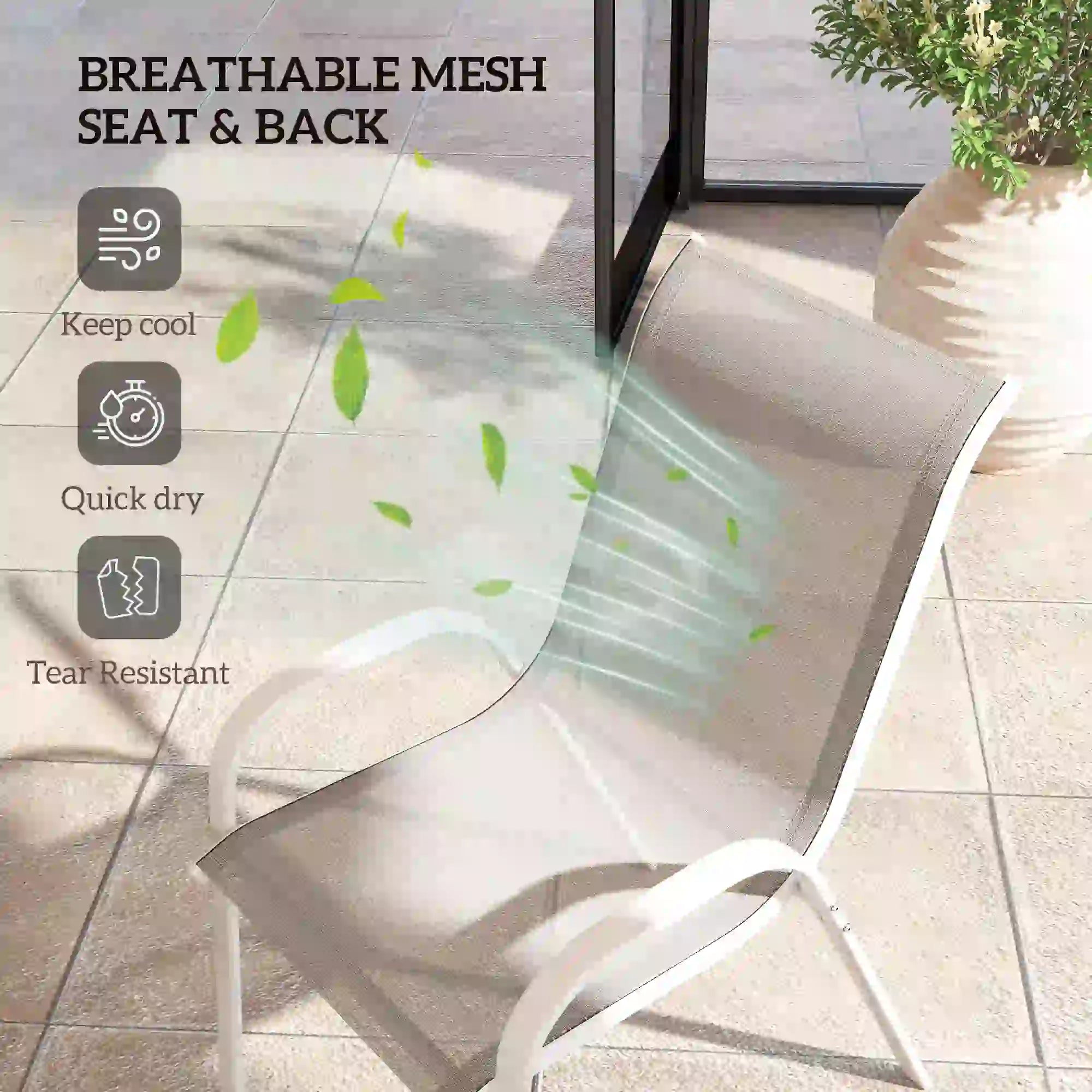 Outdoor Dining Chairs, Stackable With High Back, Breathable Mesh Seat, White Outdoor Dining Sets at Gallery Canada