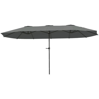 13ft Double-Sided Patio Umbrella, Crank Handle, Light Grey Sun Umbrellas at Gallery Canada