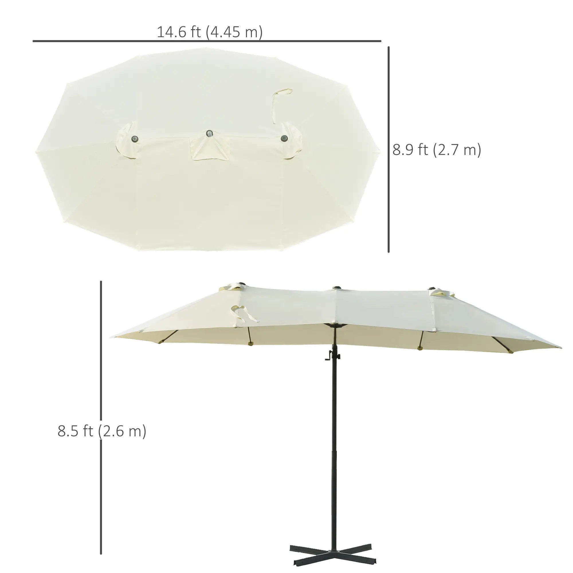 Outdoor Cantilever Umbrella, Twin Canopy Sunshade, Lift, Beige Cantilever Umbrellas at Gallery Canada
