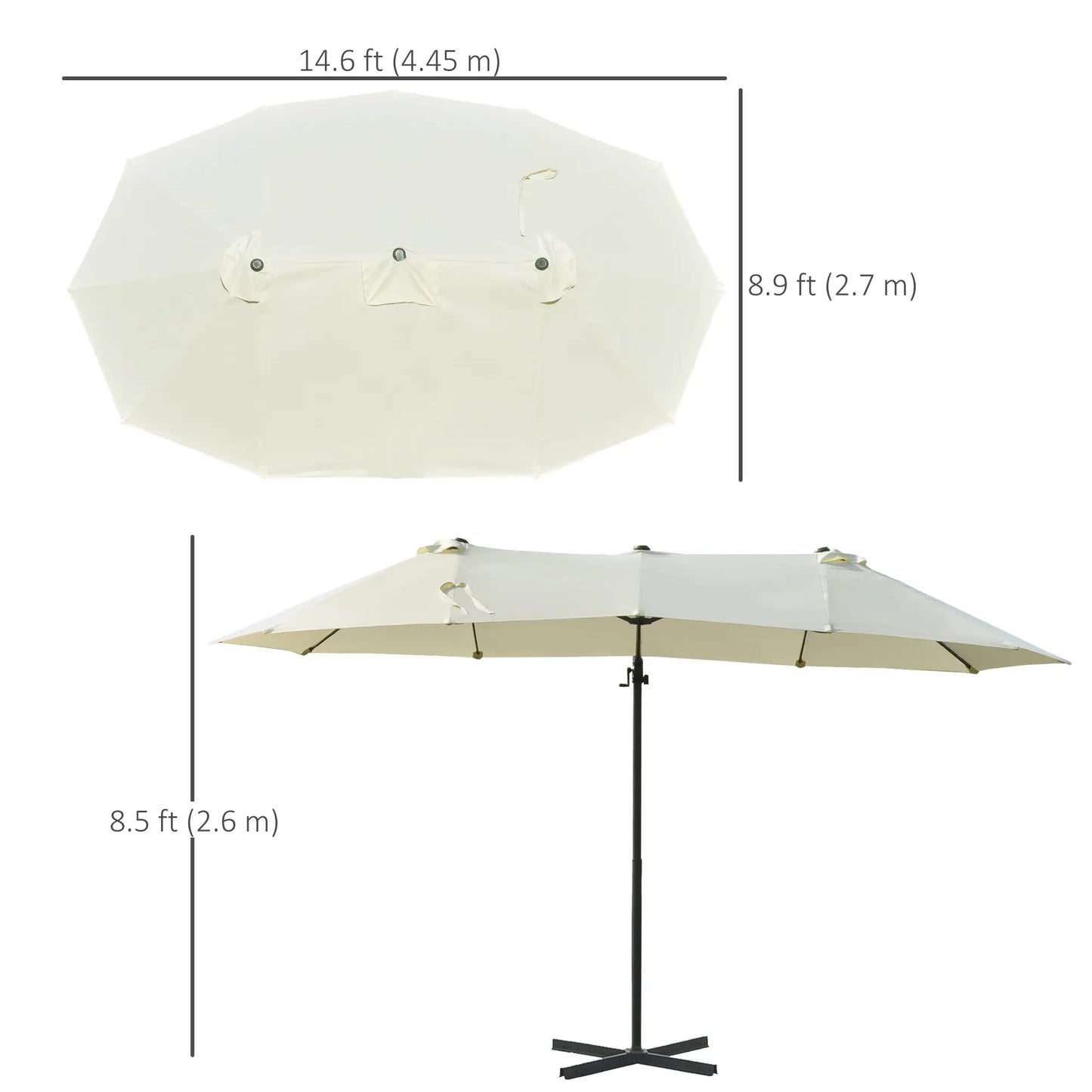 Outdoor Cantilever Umbrella, Twin Canopy Sunshade, Lift, Beige Cantilever Umbrellas at Gallery Canada