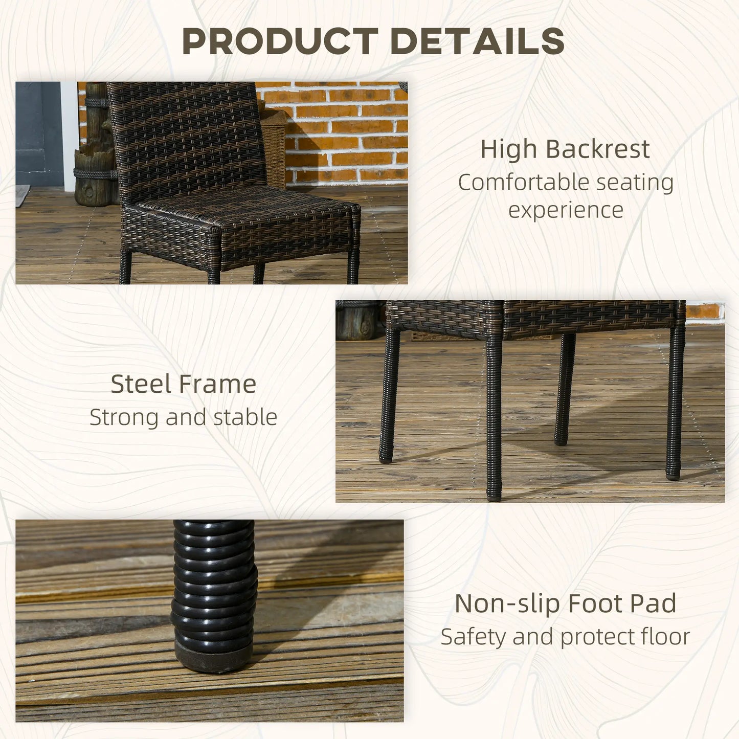 Rattan Outdoor Dining Chairs with Cushion, Patio Wicker Chair, Brown Patio Chairs at Gallery Canada