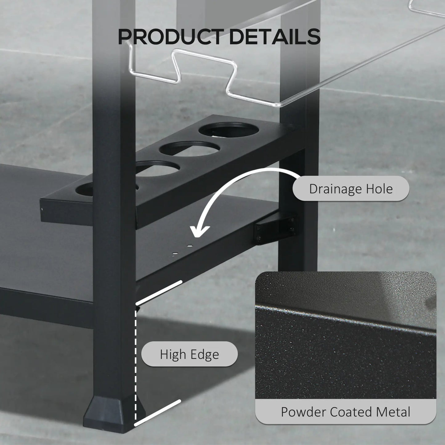 3-Shelf Outdoor Grill Cart, Foldable Side Table, Stainless Steel Top Outdoor Grill Carts at Gallery Canada