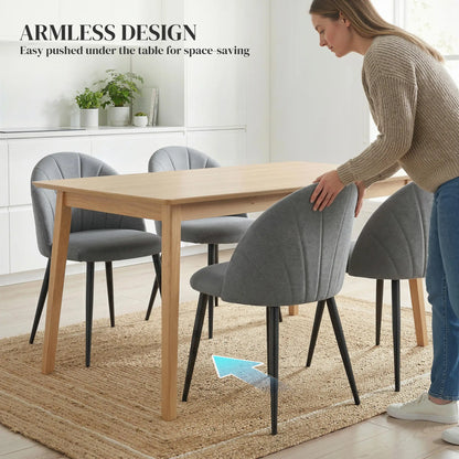Modern Dining Chairs Set of 4, Upholstered, Metal Legs, Shell Backrest, Grey Dining Chairs at Gallery Canada