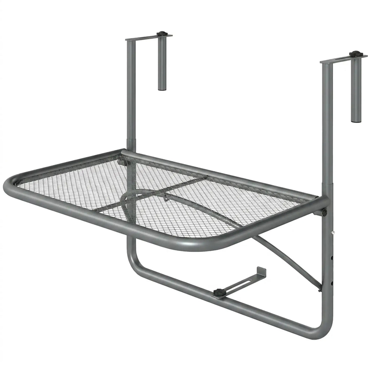 Table suspendue ajustable pour balcon, Bureau mural en métal, Support pour fleurs extérieur, Gris