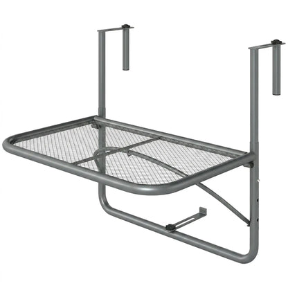 Table suspendue ajustable pour balcon, Bureau mural en métal, Support pour fleurs extérieur, Gris