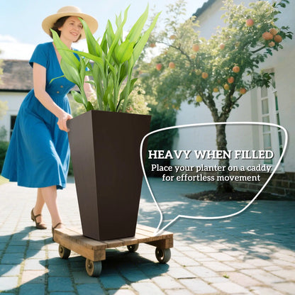 28" Tall Garden Plastic Planters, Set Of 3, Brown Planter Set at Gallery Canada