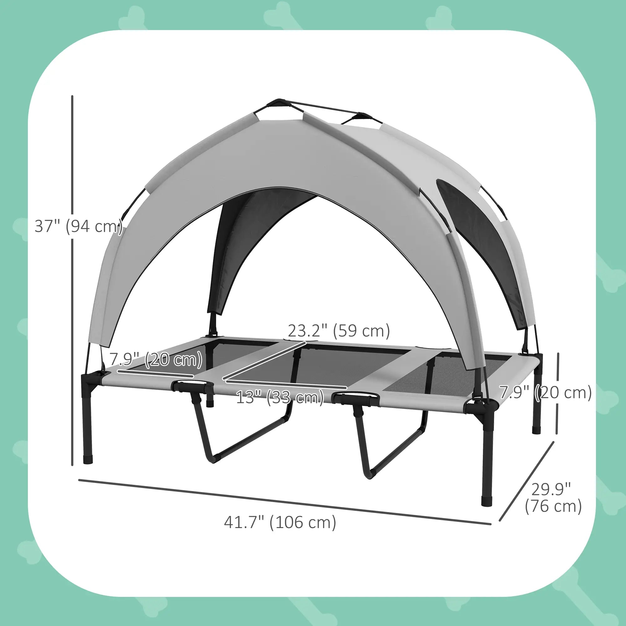 Raised Dog Bed With Canopy, Washable Mesh, Large, Light Grey Elevated Dog Beds at Gallery Canada