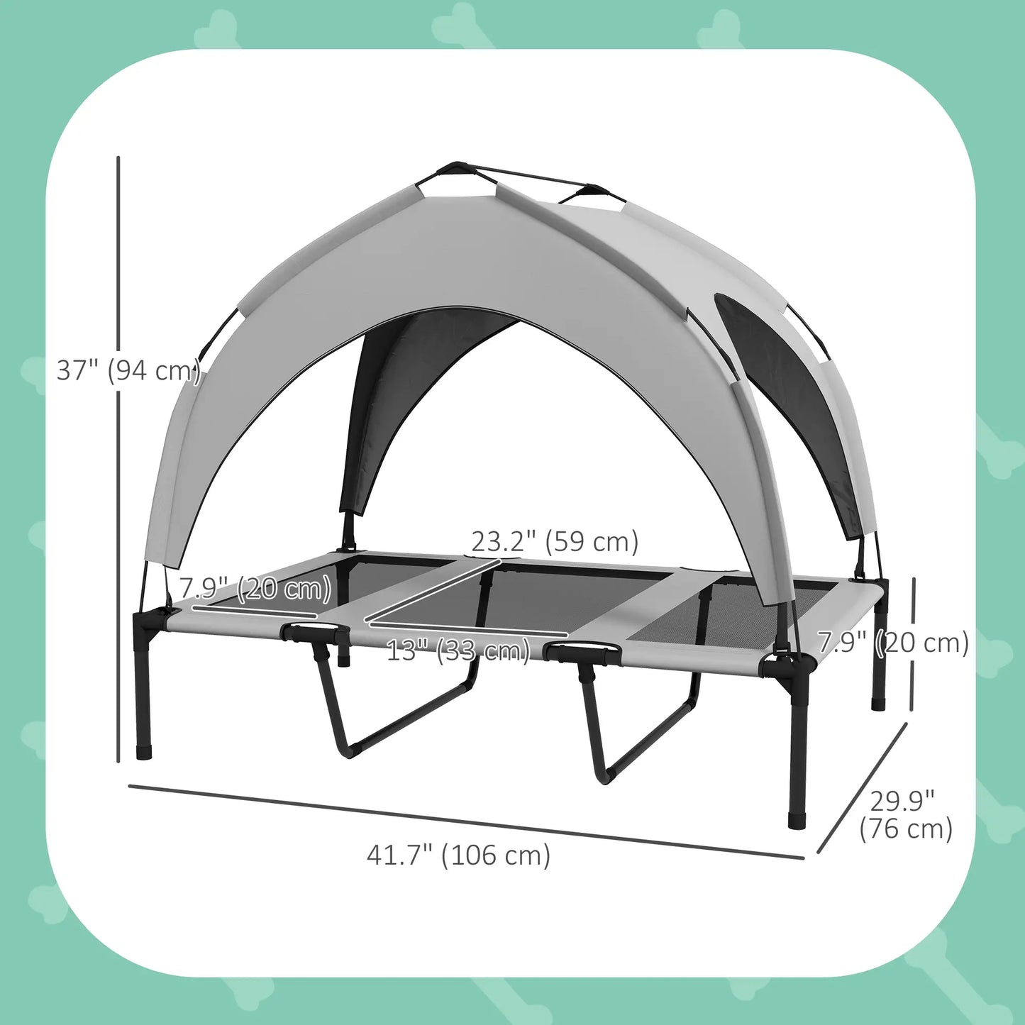 Raised Dog Bed With Canopy, Washable Mesh, Large, Light Grey Elevated Dog Beds at Gallery Canada