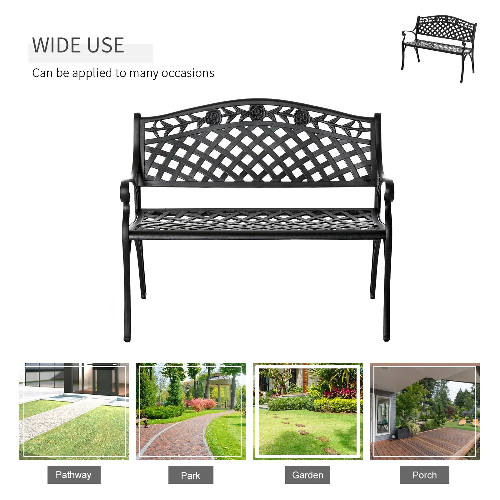 Garden Bench With Aluminum Frame, 40