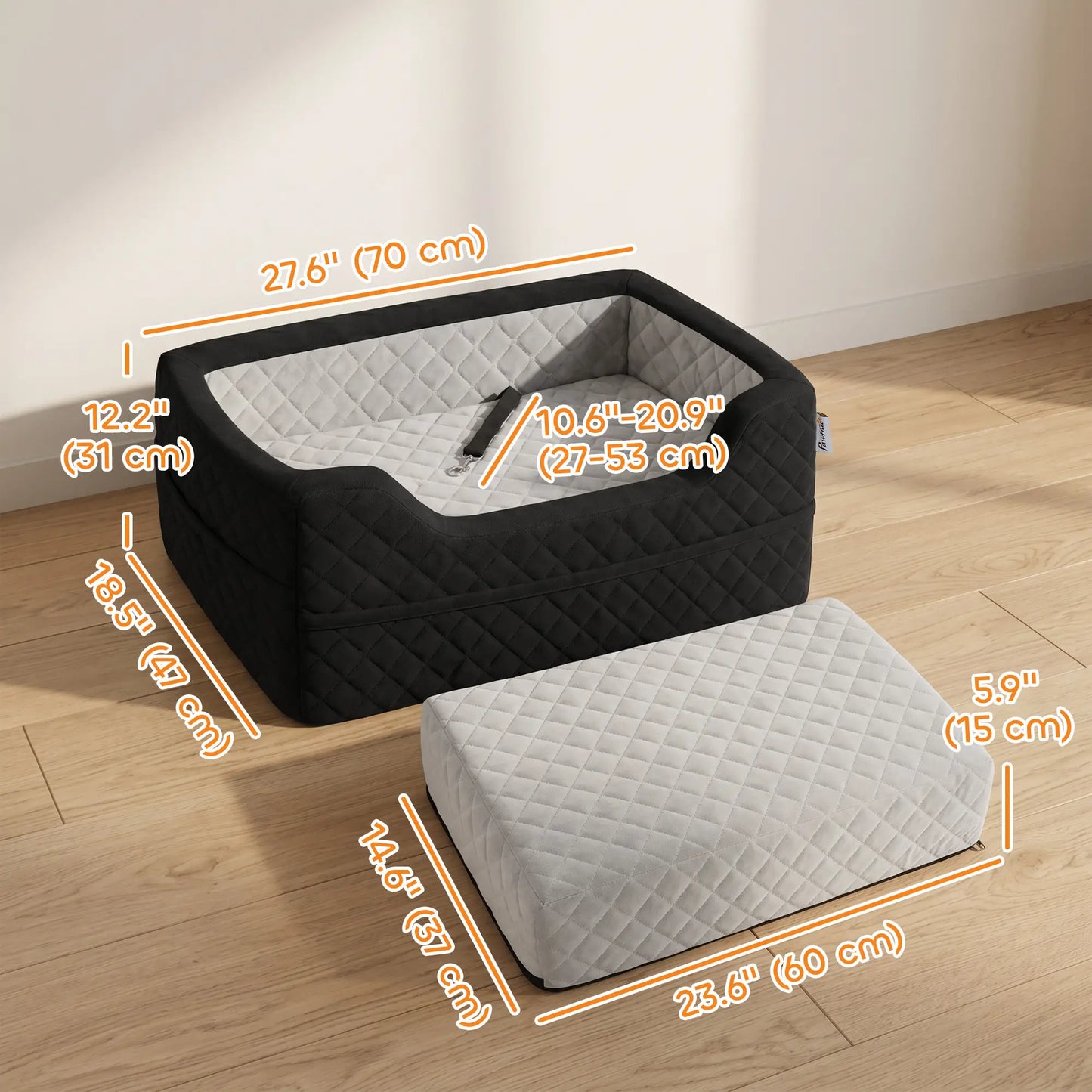 Dog Car Seat, Washable, For Small Dogs Under 10kg, Grey