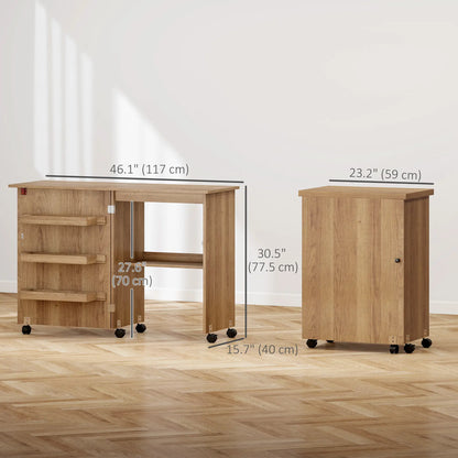 Sewing Machine Cabinet, Folding Table with Storage, Brown Storage Cabinets at Gallery Canada