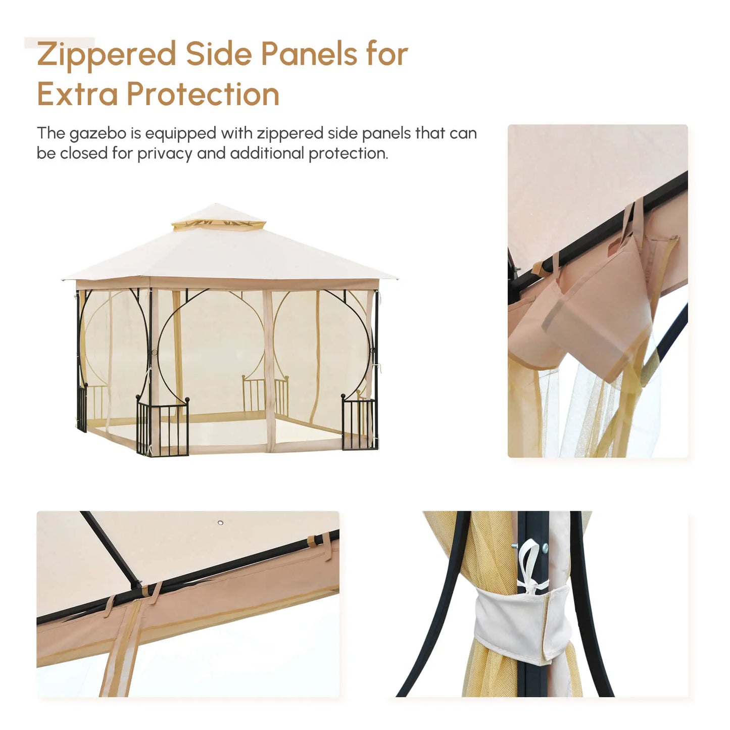 10'x10' Patio Gazebo, Outdoor Garden Canopy, Mosquito Netting Gazebos at Gallery Canada