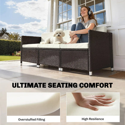 Water-Repellent Patio Loveseat Cushion, 23.6" x23.6", Cream Patio Chair Cushions at Gallery Canada