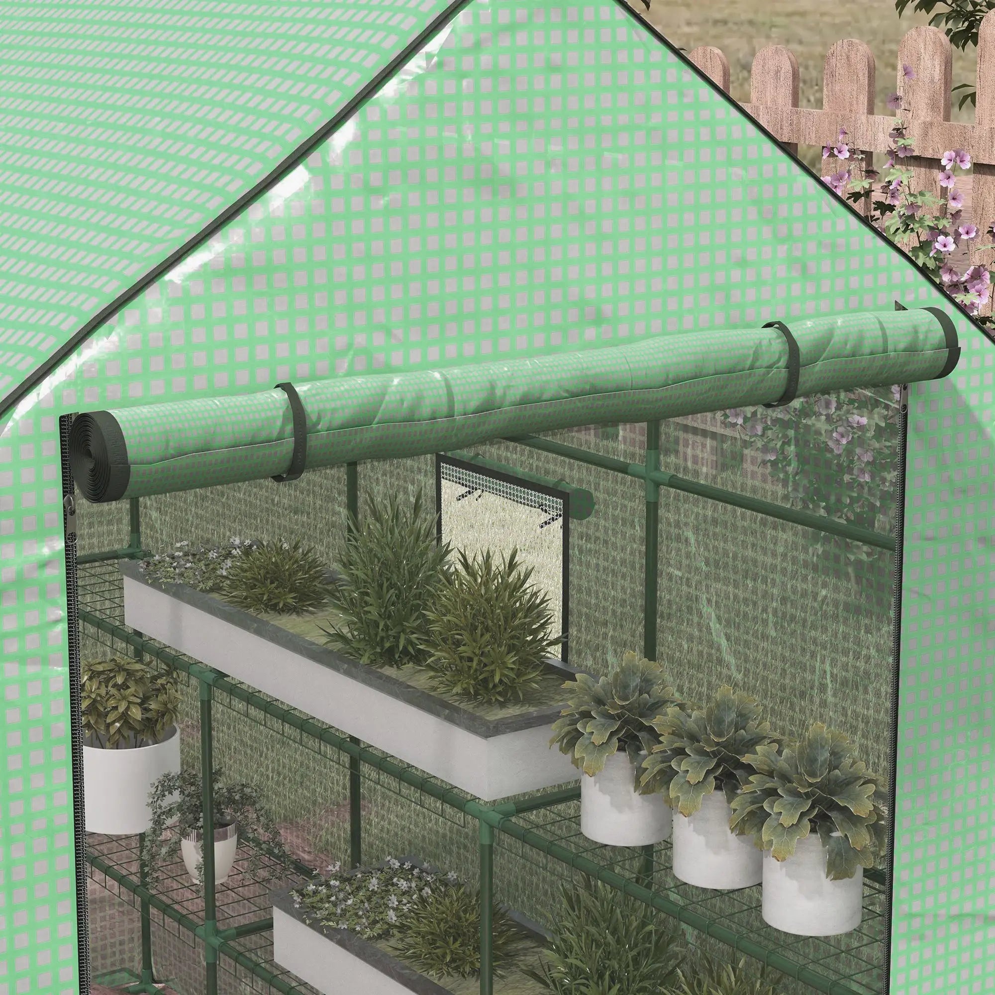 Portable Walk-In Greenhouse, 4.6' x 4.7', 2 Tier U-Shaped Shelves, Green Walk In Greenhouses at Gallery Canada