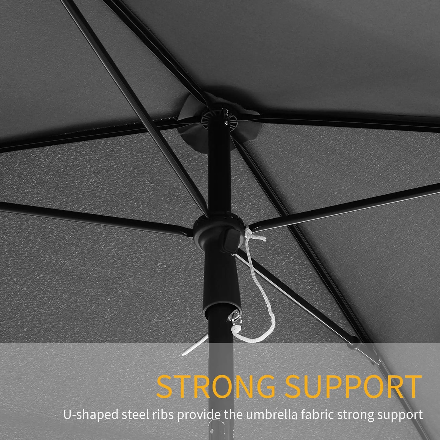 6.5x4ft Rectangle Patio Umbrella, Aluminum Tilt Adjustable, Grey Sun Umbrellas at Gallery Canada