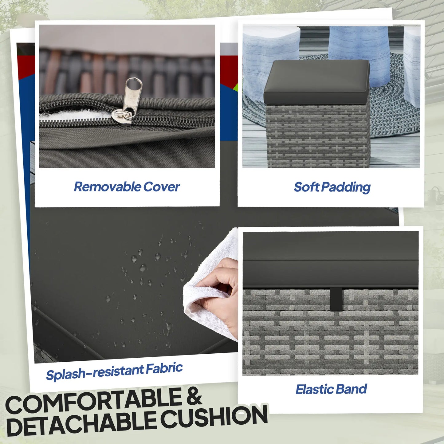 2 Piece Wicker Ottoman With Storage, Square Footstool, Dark Grey Patio Furniture Sets at Gallery Canada