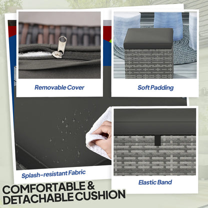 2 Piece Wicker Ottoman With Storage, Square Footstool, Dark Grey Patio Furniture Sets at Gallery Canada