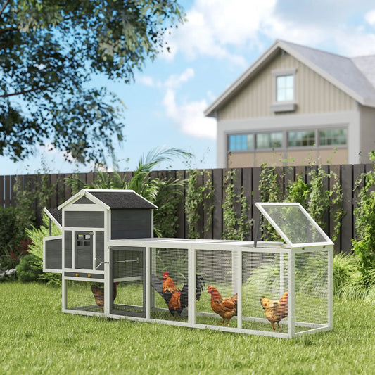 Extra Large Chicken Coop, 117", Asphalt Roof, Slide-out Tray, Nesting Box, Grey Chicken Coops Grey, White at Gallery Canada