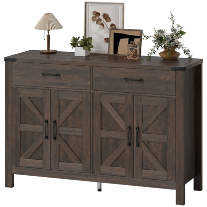 Sideboard Buffet Cabinet, Farmhouse Kitchen Storage, 2 Drawers and Shelves Storage Cabinets Dark Brown at Gallery Canada