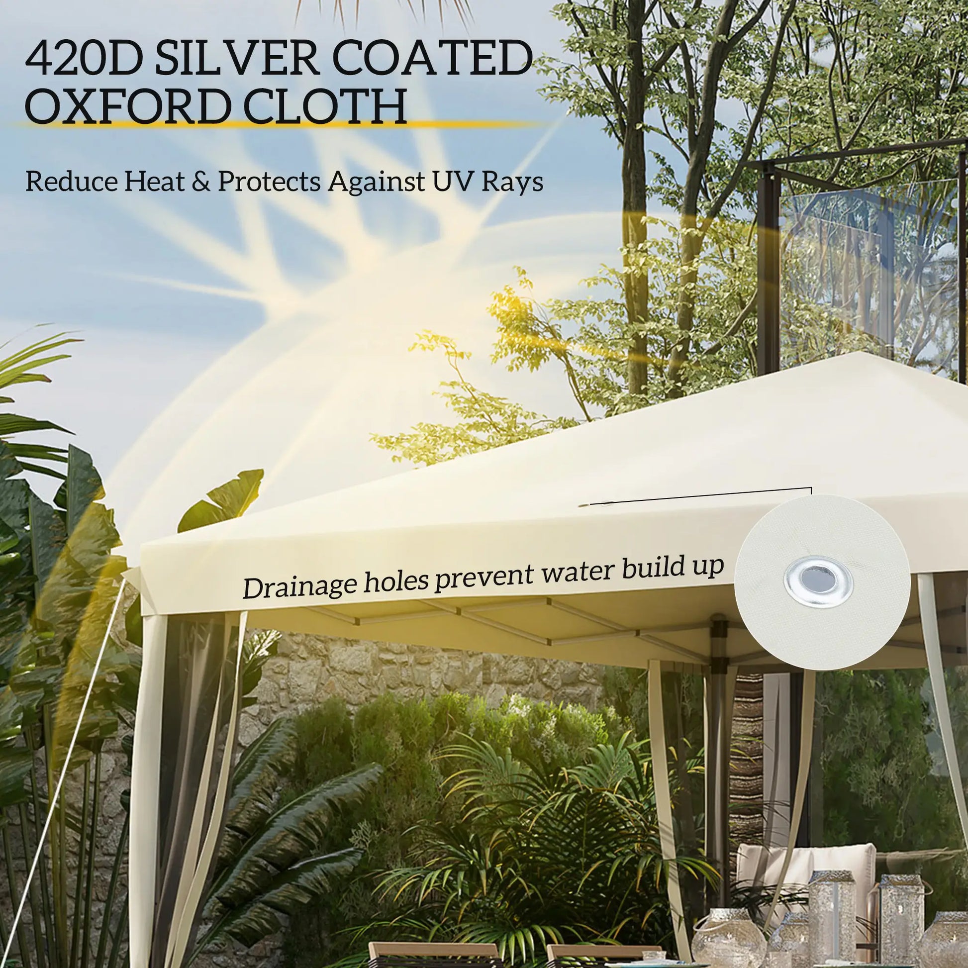 10' x 10' Pop Up Canopy Tent, Removable Mesh Sidewall, Carry Bag, Beige Pop Up Canopies at Gallery Canada
