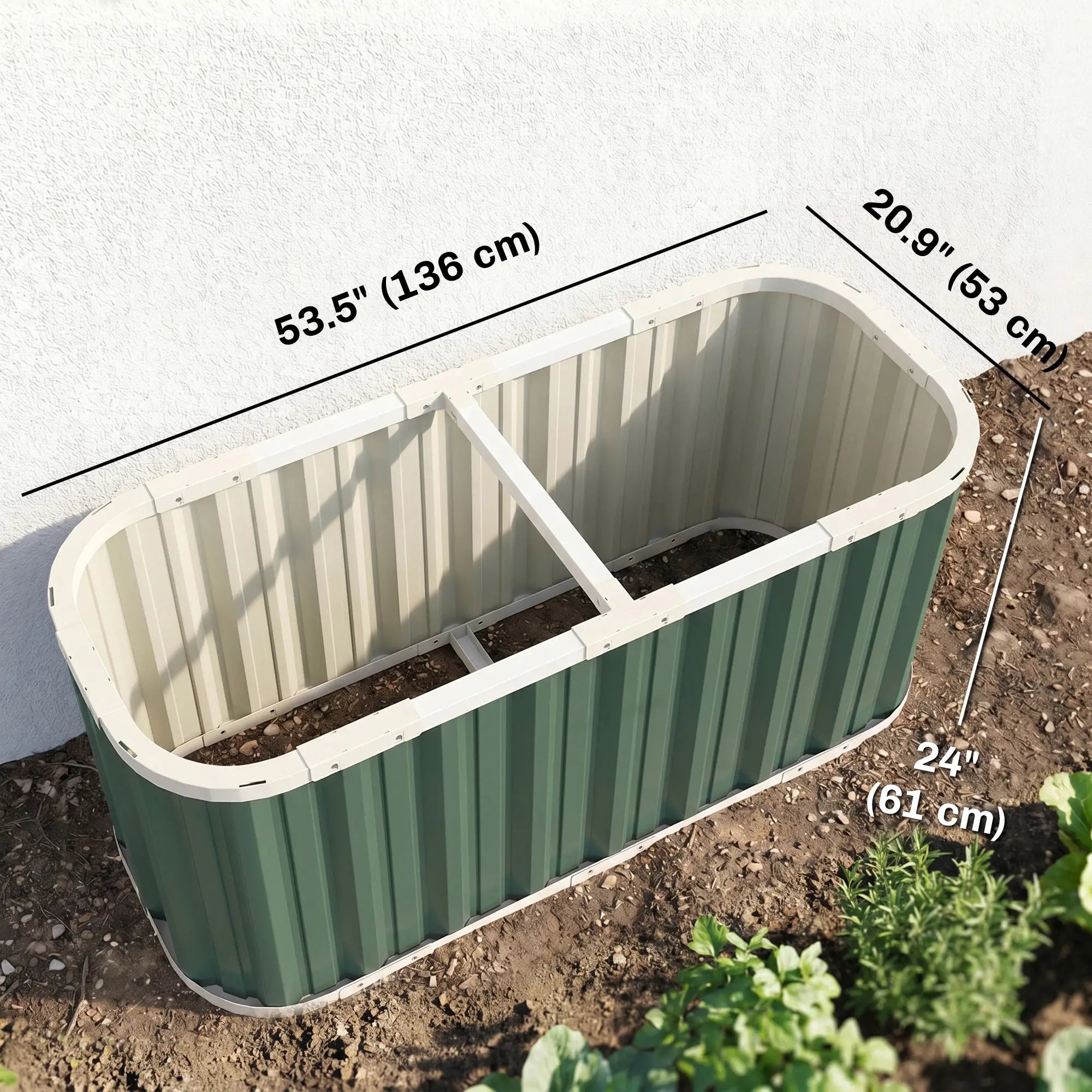 Galvanized Raised Garden Bed, Deep Rot Planter Box, 5' x 2' x 2', Light Green Galvanized Planter Boxes at Gallery Canada