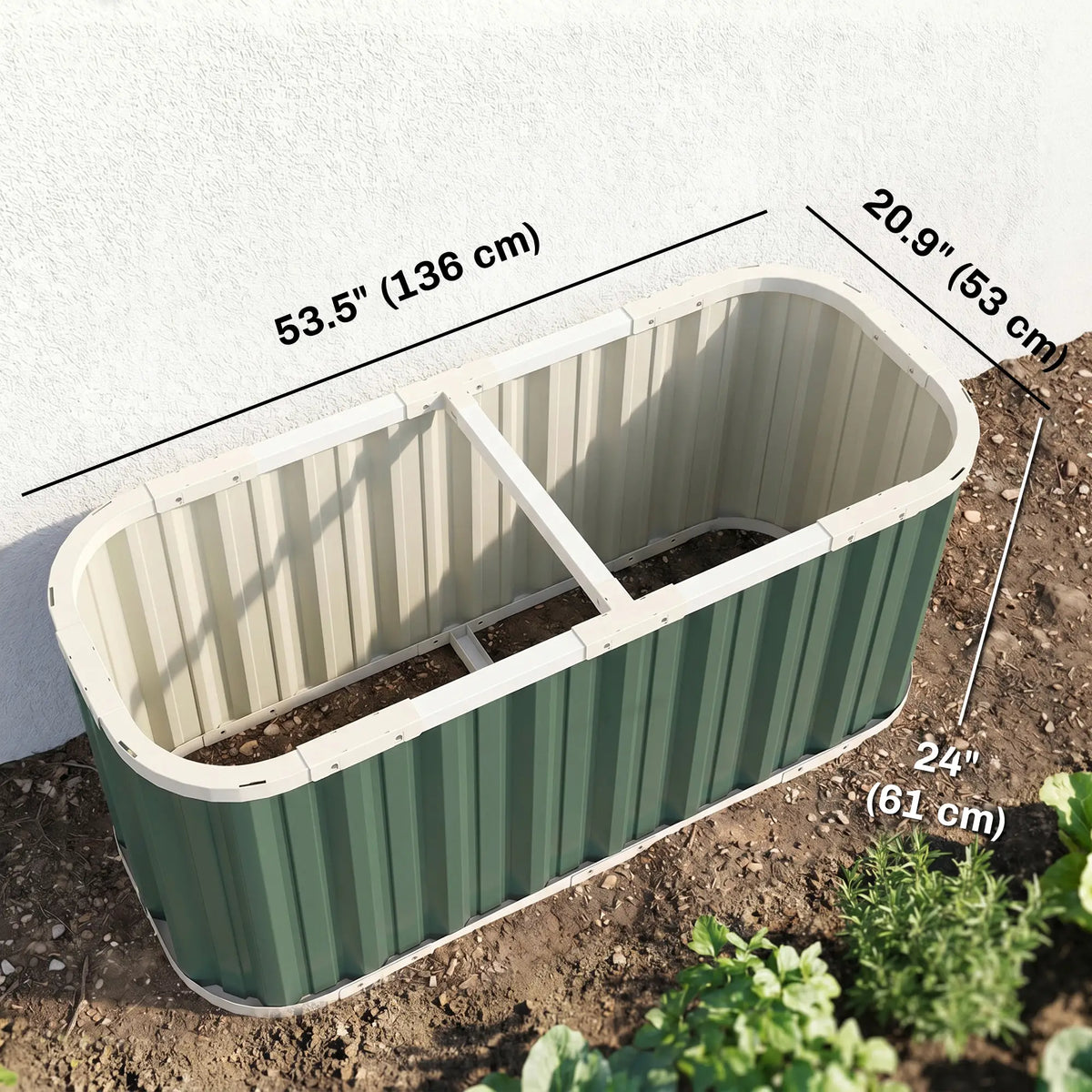 Galvanized Raised Garden Bed, Deep Rot Planter Box, 5' x 2' x 2', Light Green Galvanized Planter Boxes at Gallery Canada