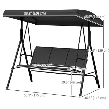 3-Seater Swing Chair, Covered Garden Hammock, A-Frame, Black Patio Swings with Stand at Gallery Canada