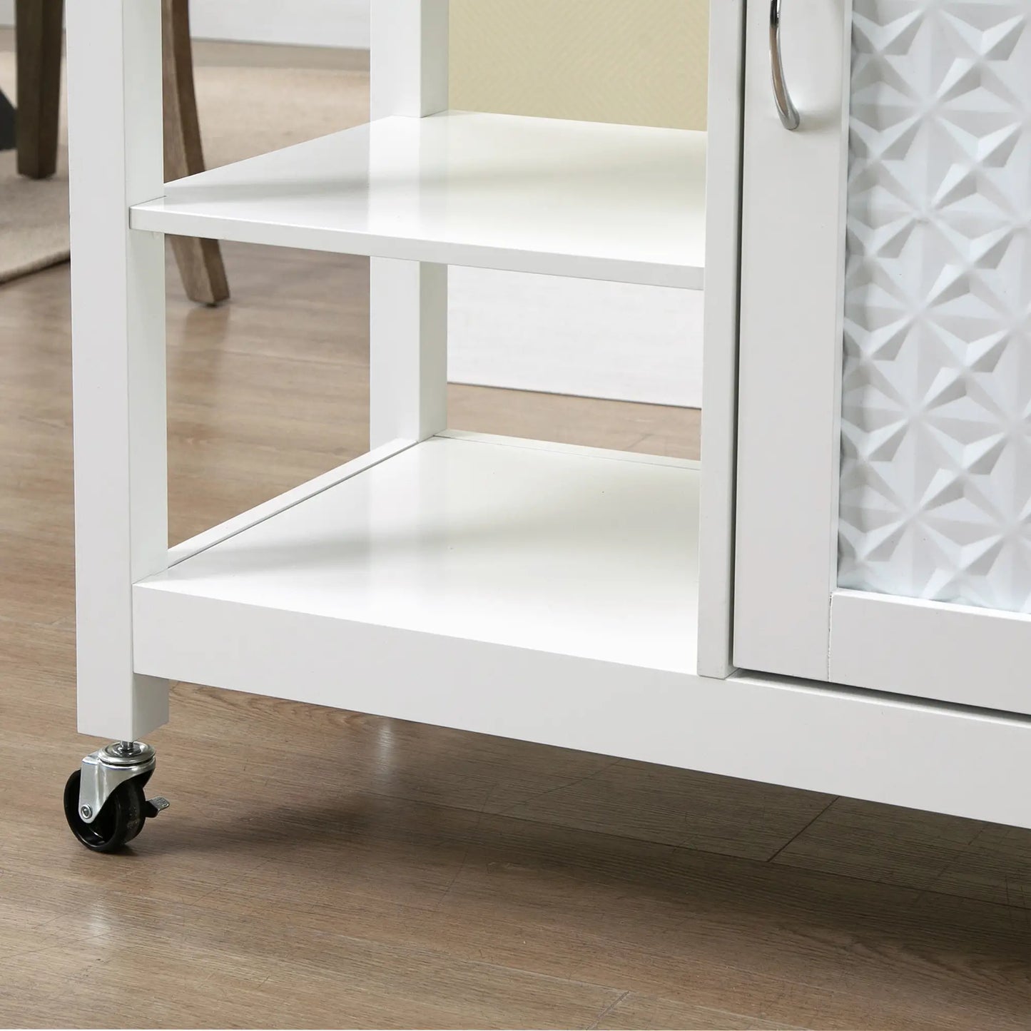 Kitchen Cart on Wheels, Embossed Door Panel, Storage Drawer, White Kitchen Islands & Kitchen Carts at Gallery Canada