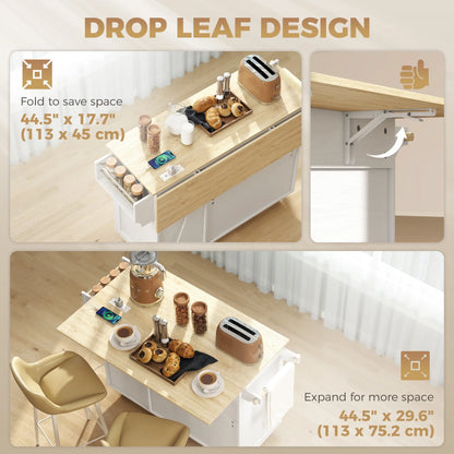 Kitchen Island With Drop Leaf, White Kitchen Islands & Kitchen Carts at Gallery Canada