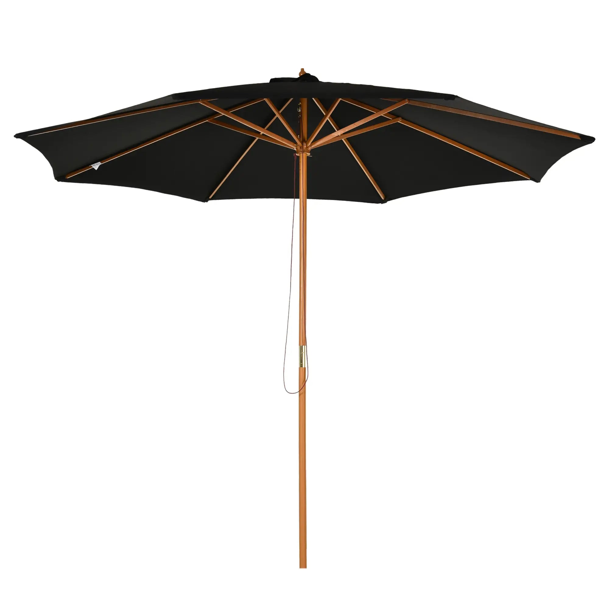 10' x 8' Wooden Patio Umbrella, Outdoor Sunshade Canopy, Black Sun Umbrellas Black, Teak at Gallery Canada