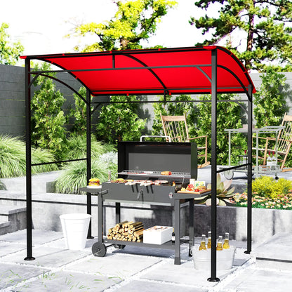 7' x 5' Garden Grill Canopy, BBQ Gazebo Tent, Steel Frame, Wine Red BBQ Grill Gazebos at Gallery Canada