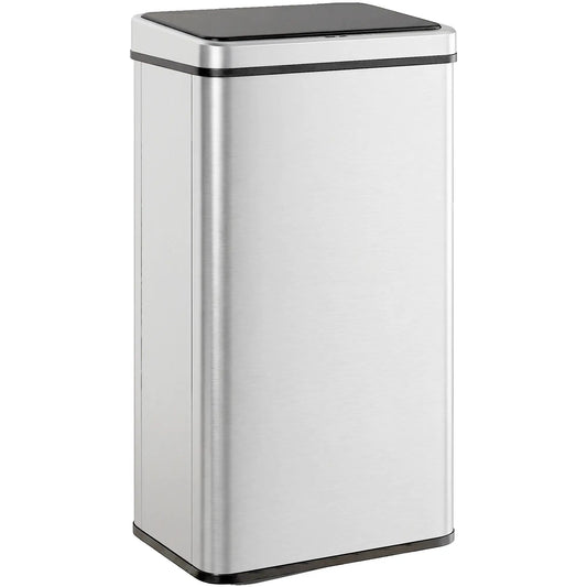 13.2 Gallon Automatic Garbage Can, Soft Close Lid, Touchless Trash Can Household Supplies Silver, Black at Gallery Canada