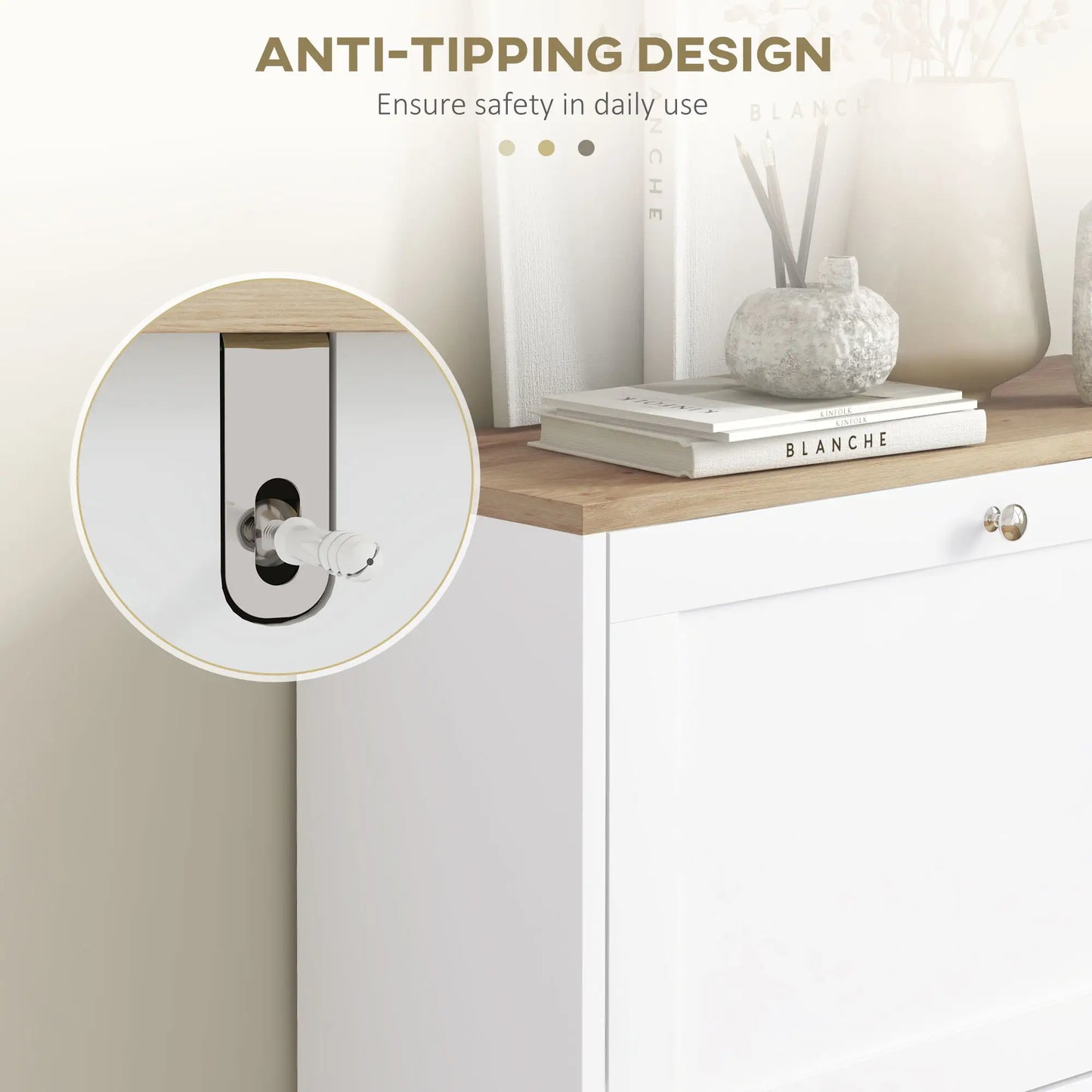 Slim Shoe Storage Cabinet, 2 Flip Drawers, Adjustable Shelves for 12 Pairs, White Shoe Storage Cabinets & Racks at Gallery Canada