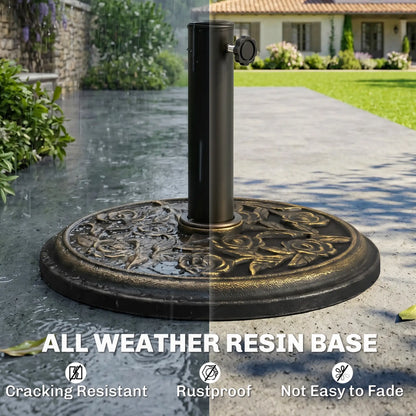 18” Round Patio Umbrella Base, Cast Stone Resin, Bronze Umbrella Bases at Gallery Canada
