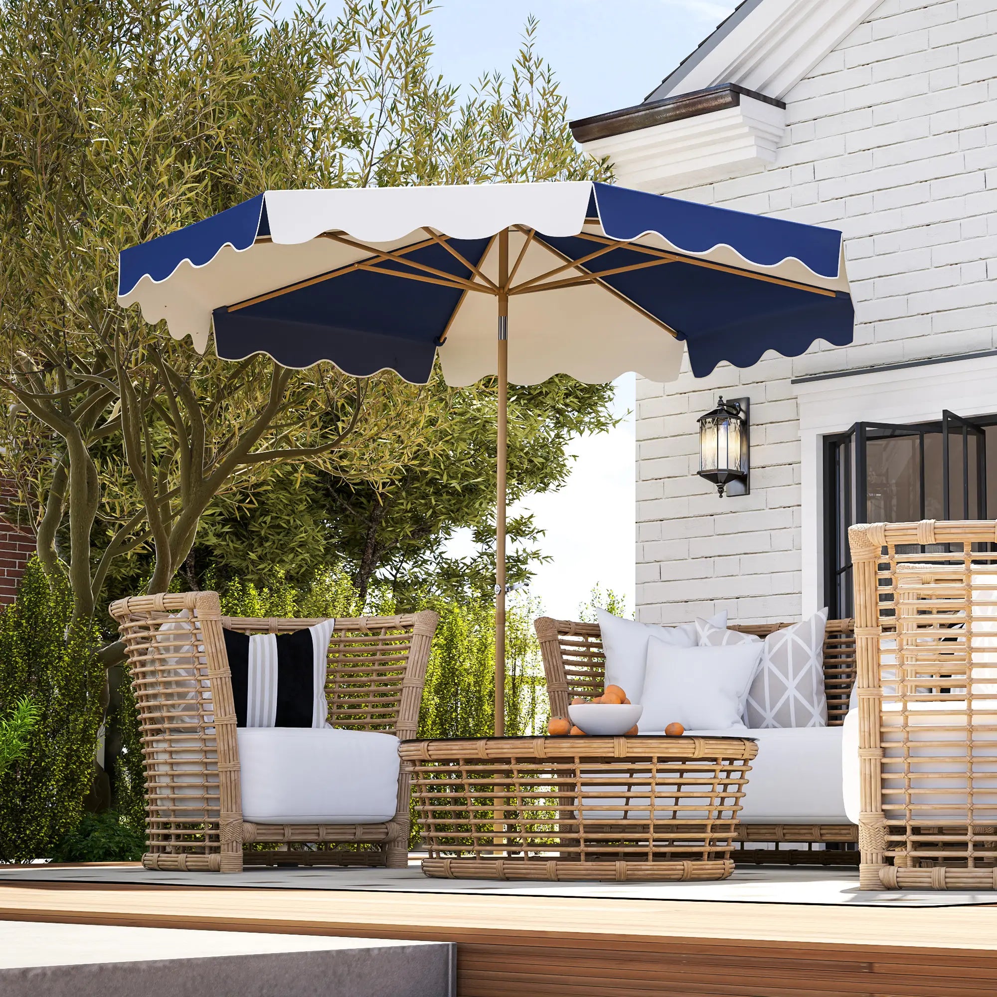 9FT Patio Umbrella, 8 Ribs, Crank & Tilt, UPF 50+, Mixed Color Sun Umbrellas at Gallery Canada