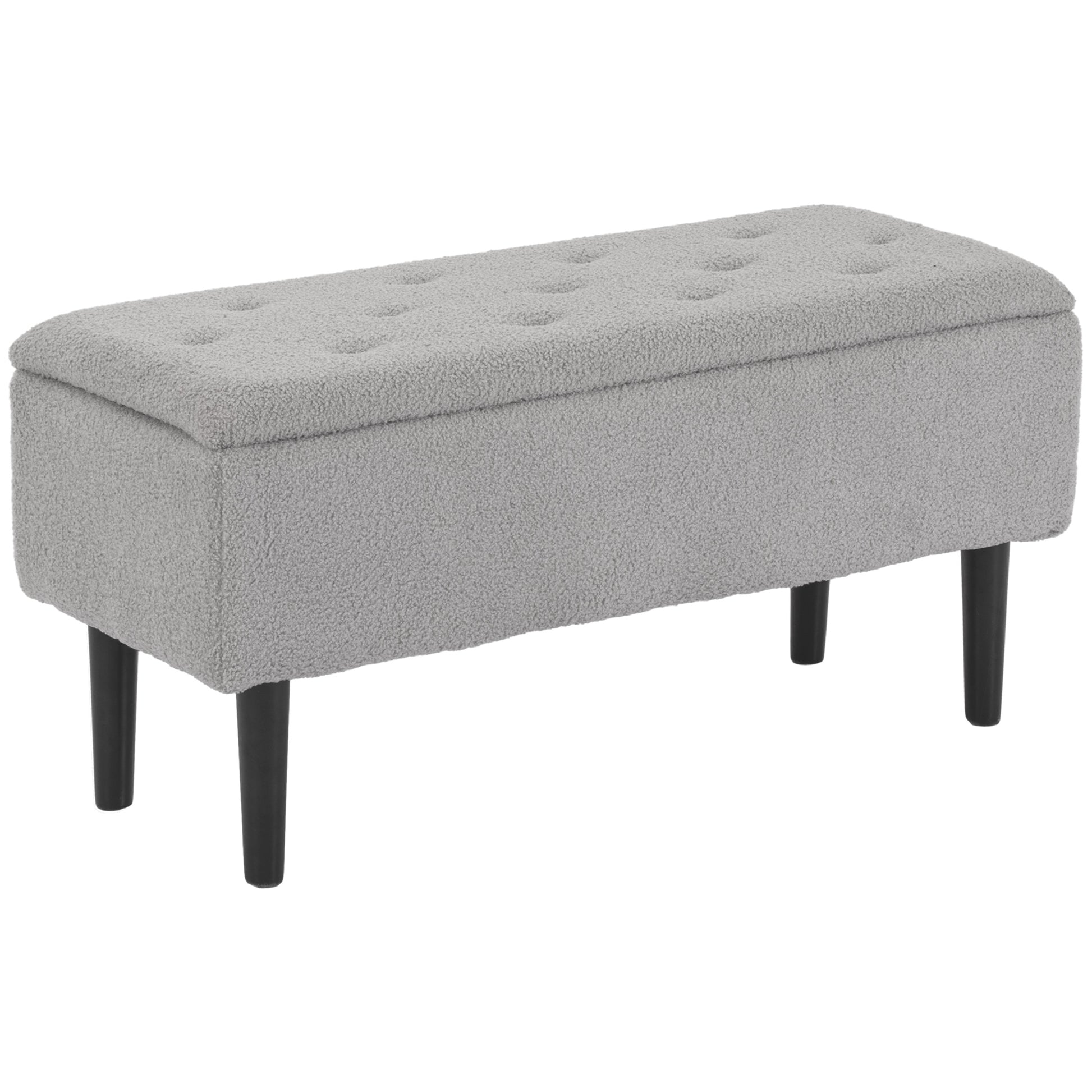 Modern Storage Bench, Ottoman with Storage and Lamb's Wool Upholstery for Living Room, Bedroom at Gallery Canada