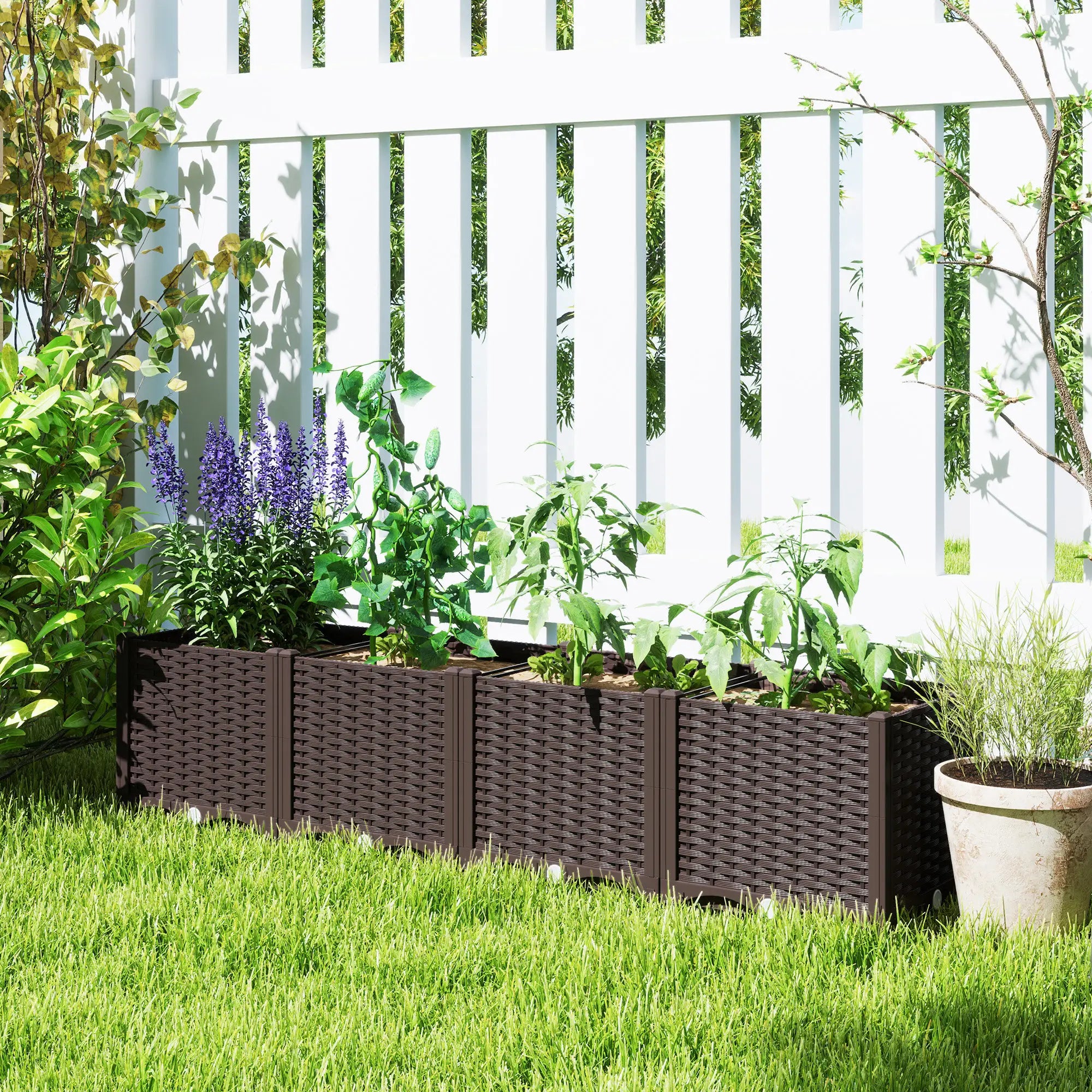 Plastic Raised Garden Bed, Outdoor Planter Box, 63